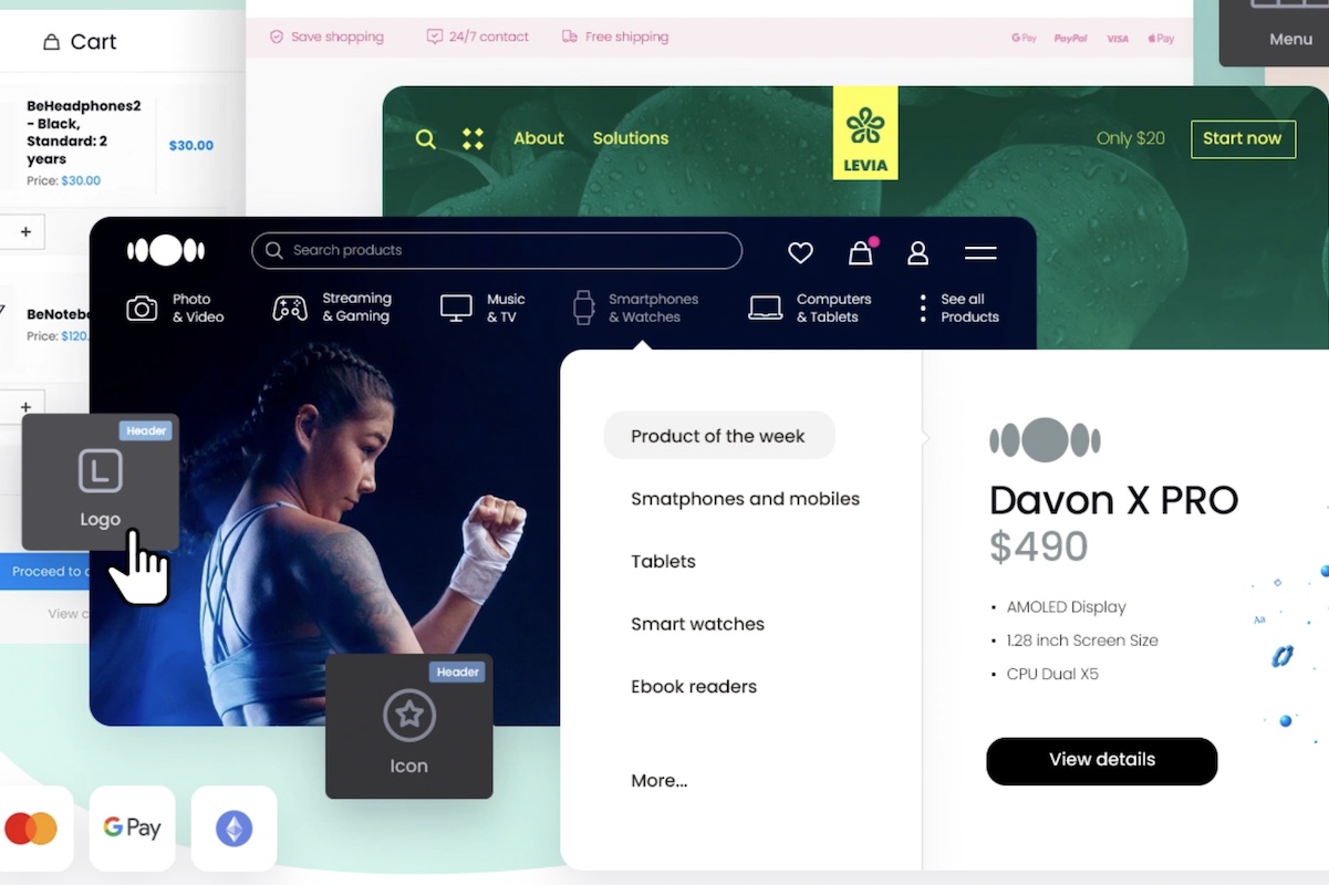 Kodulehe tegemine header builderiga